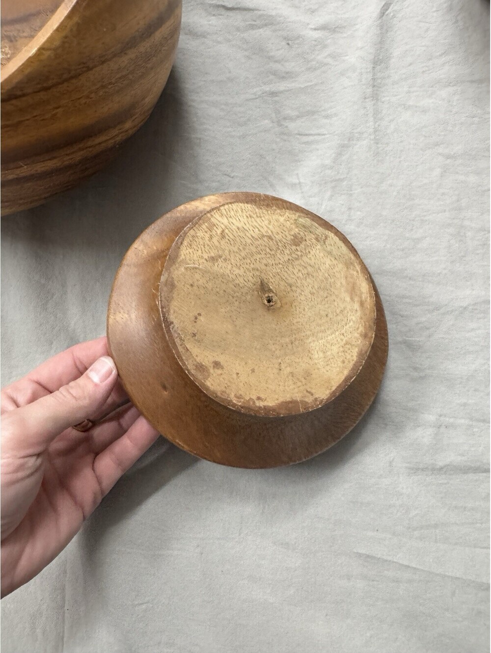 Vintage Monkey Pod Philippines Bowl, Stand And Ladle - Picture 7 of 10